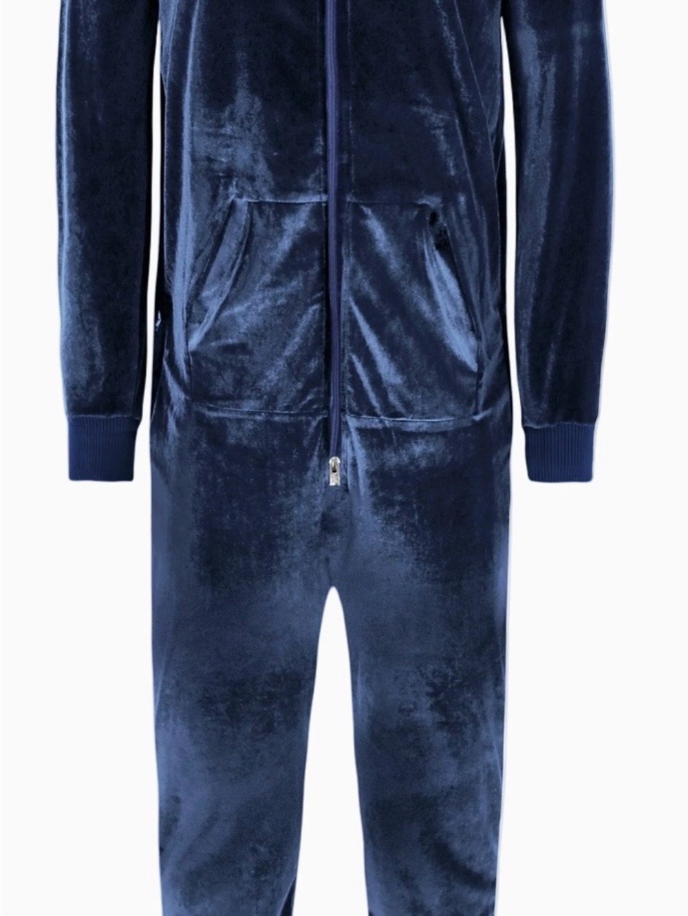 Onepiece Navy Plush Zip-Front Onesie Pajamas velour unisex xs